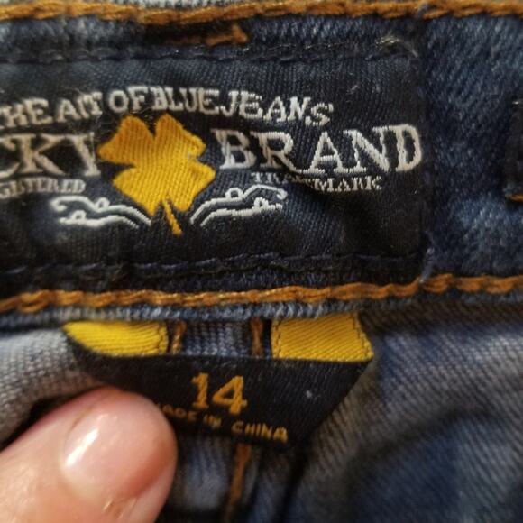 Lucky Brand Zoe Skinny Stretch Jeans Boho Embroidered Mid Rise Girl's Size 14 - Picture 5 of 11